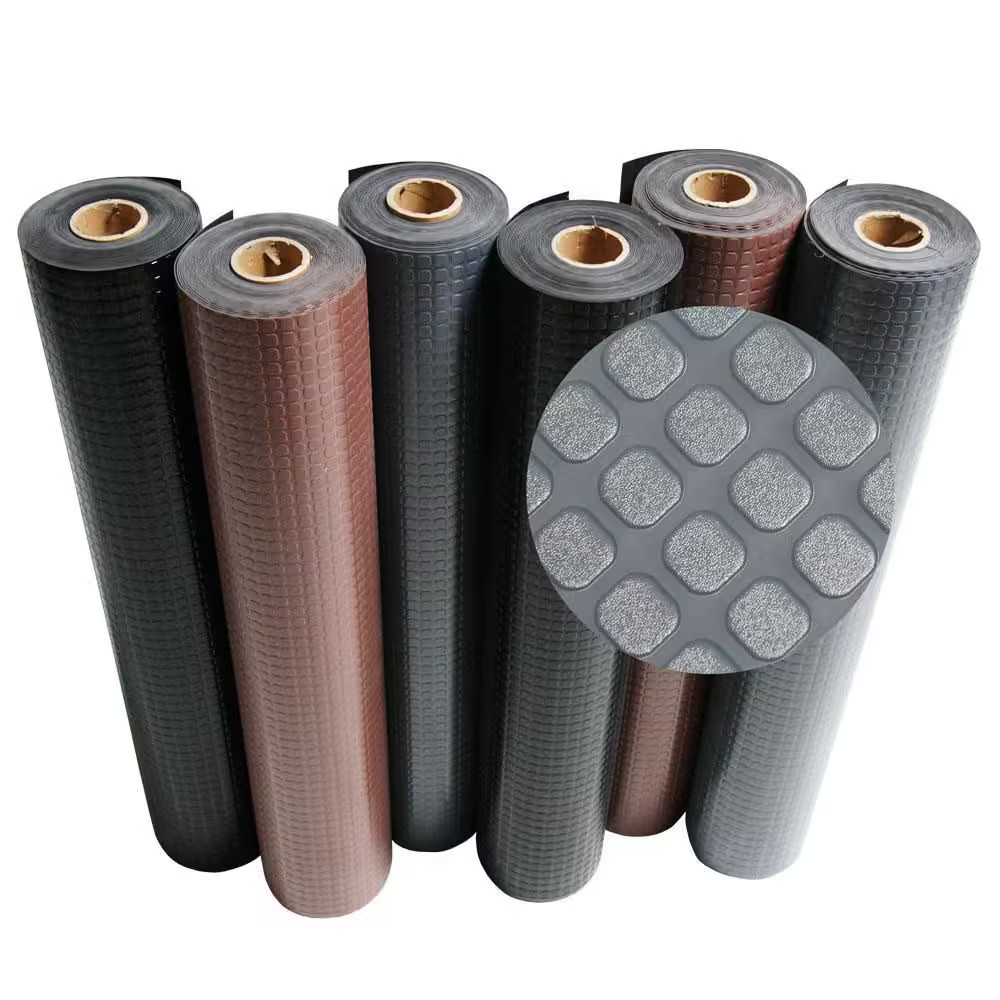“Block-Grip” 4 Ft. X 7 Ft. Brown Commercial PVC Flooring