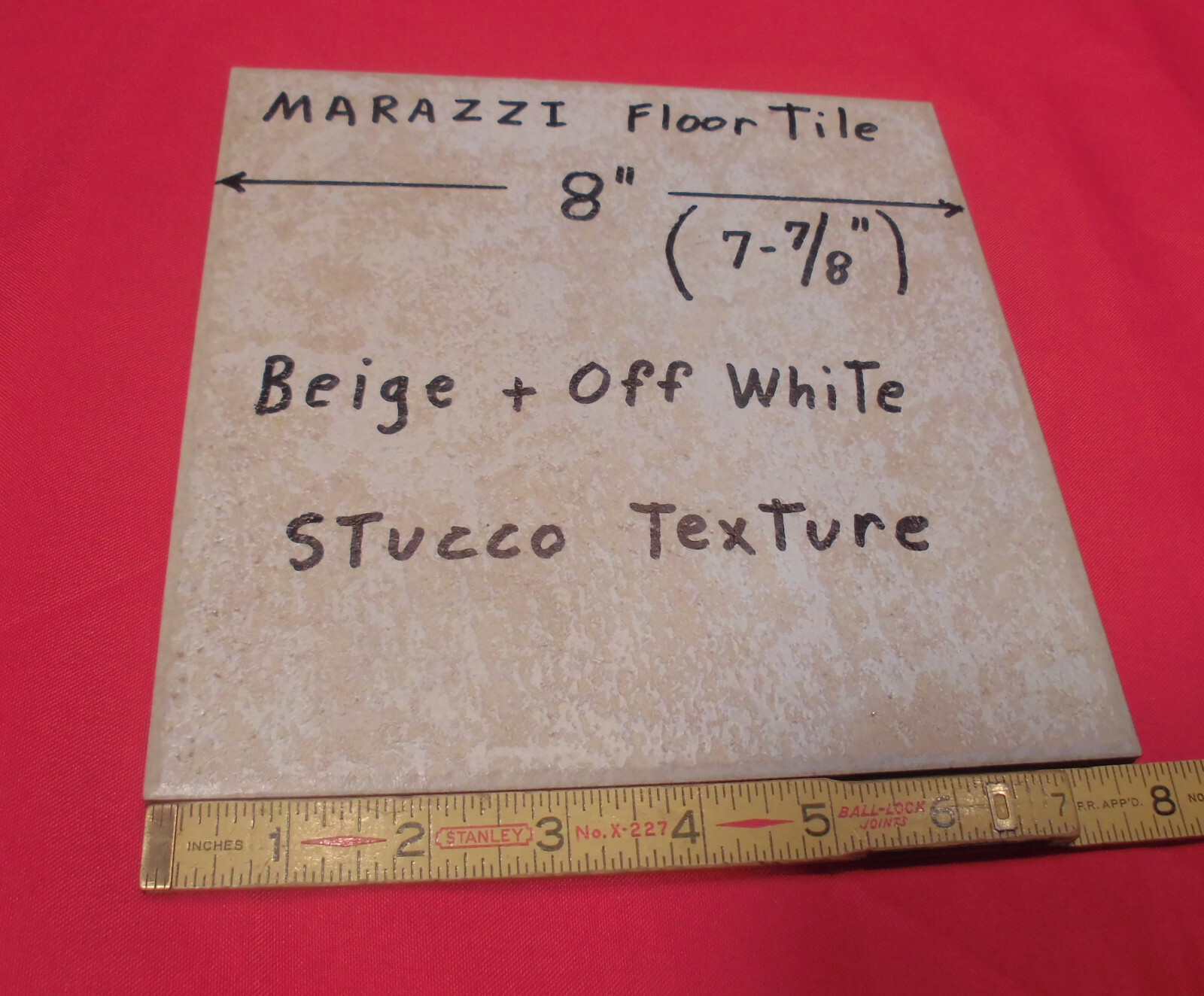 1 pc. *Off-White – Beige* 8″ Ceramic / Porcelain Floor Tile; Stucco Textured NEW
