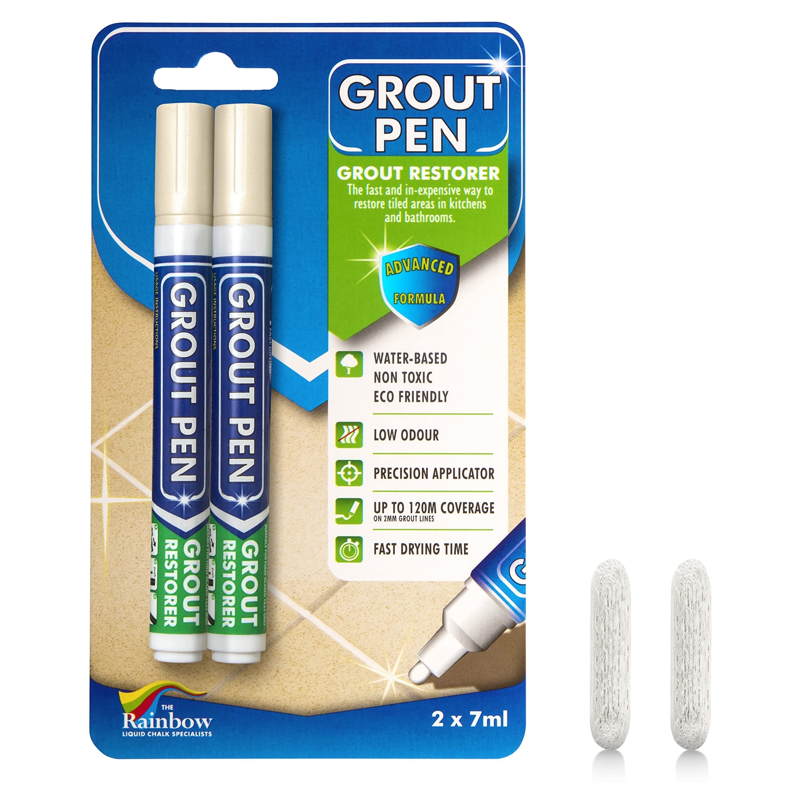 Grout Pen Cream Tile Paint Marker: Waterproof Tile Grout Colorant w/ Extra Tips