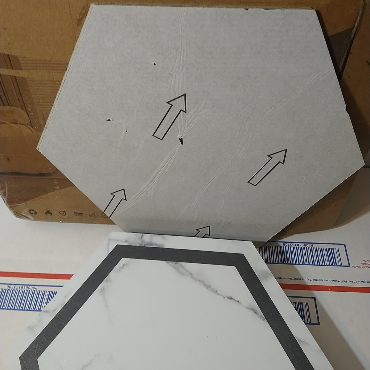 Art3d 22 Pack 11.8″ x 10.2″ White Marble Hexagon Peel and Stick Flooring Tile
