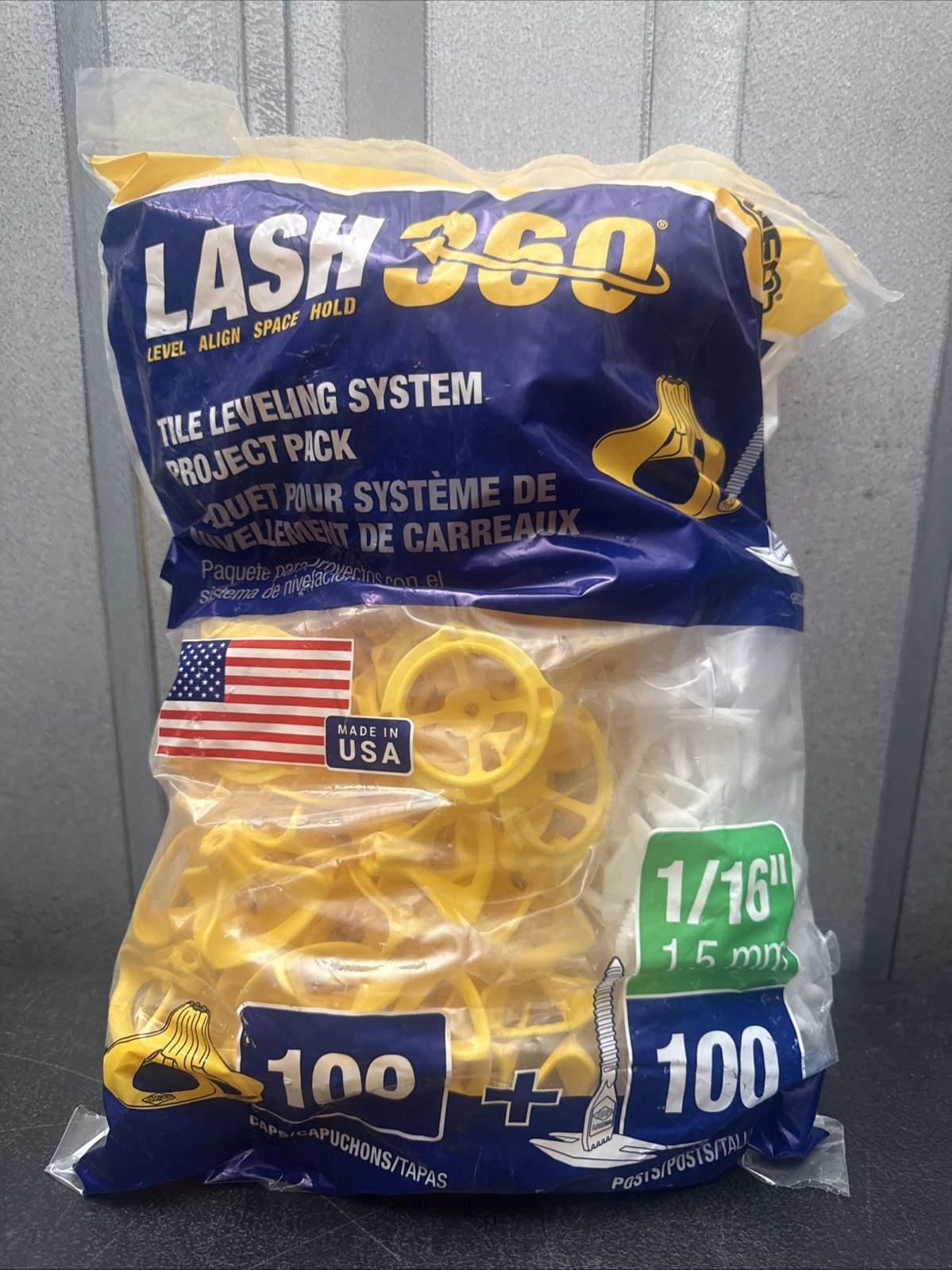 100 LASH360 Tile Leveling Round Caps 1/16″ And Posts 360 Plastic Yellow #99735DU