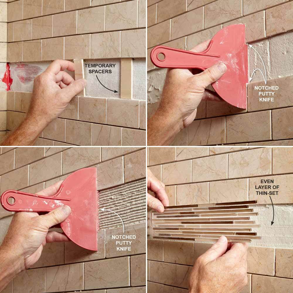 Glass mosaic tile border installation tool
