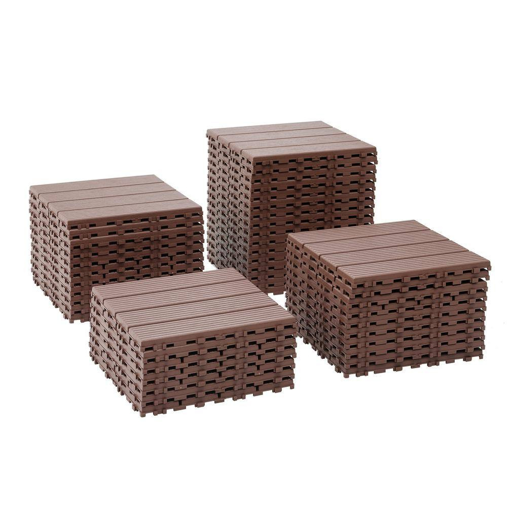 11.8 In. X 11.8 In. Patio Outdoor Flooring Waterproof Plastic Interlocking Deck