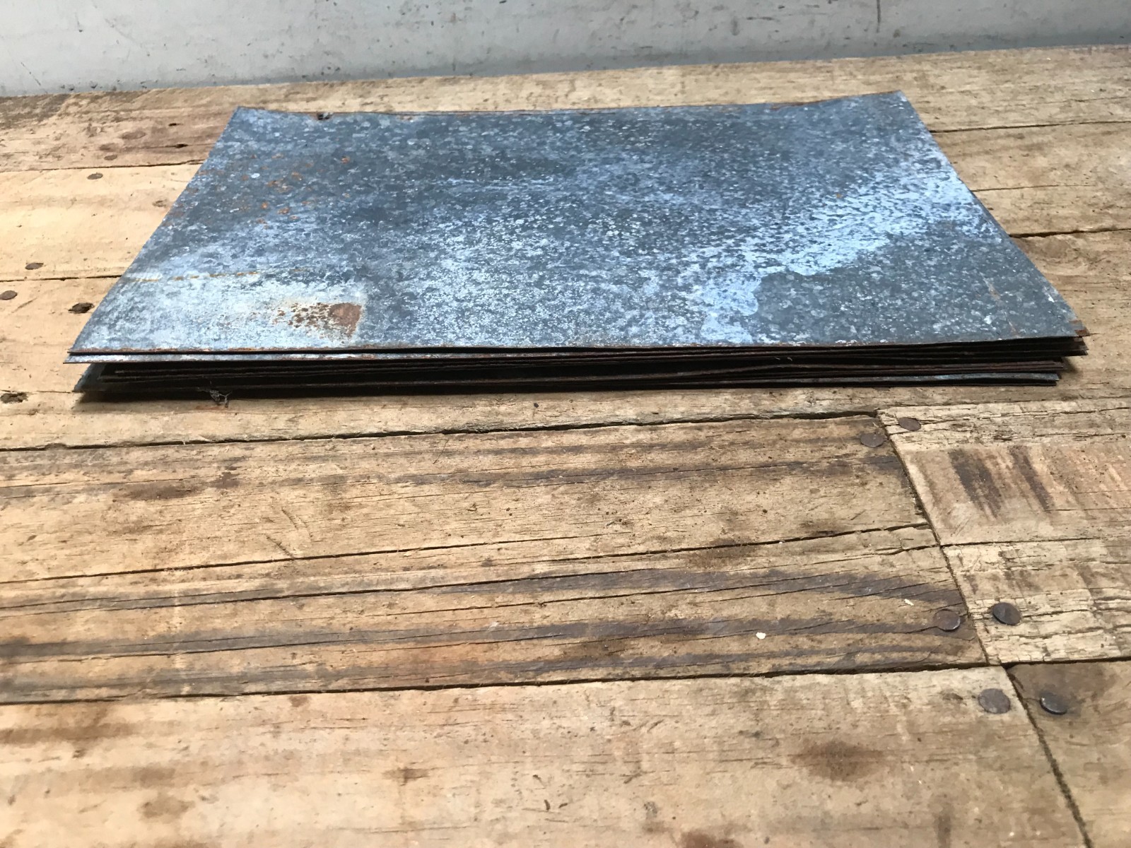 10 Rusty Galvanized Patina Sheet Metal 12″ x 7 1/2 – 8″ Wall Tile Art Garden (F)