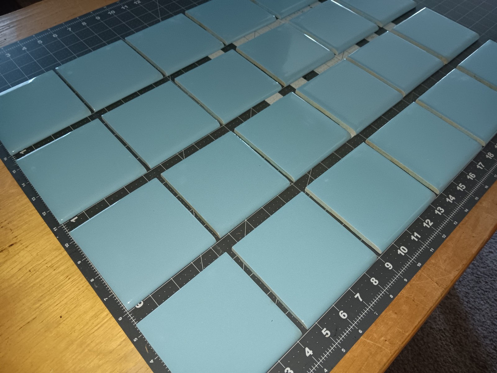 24 pack Vintage Ceramic Tile BLUE BULLNOSE Bathroom Kitchen VINTAGE Tile MCM