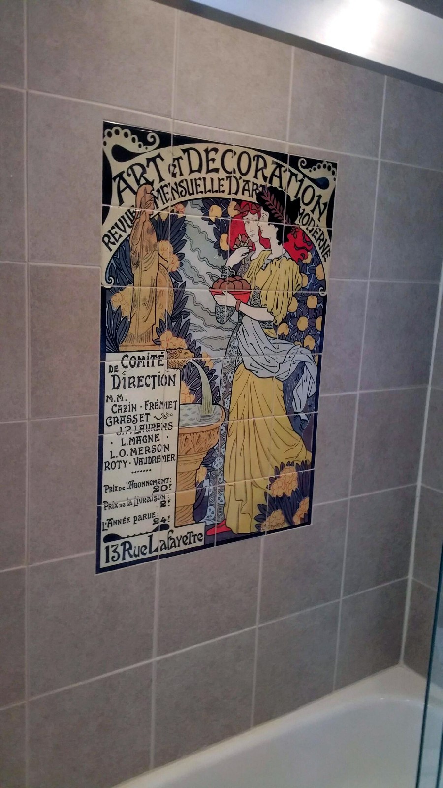 24 x 36 Art Nouveau Ceramic Mural Backsplash Bath Tile #605