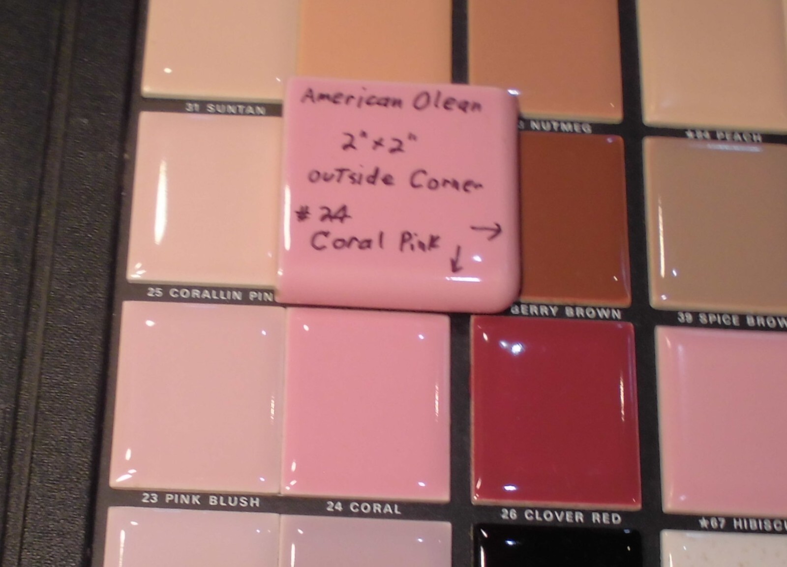 1 pc. Coral Pink: 2″ X 2″ X 5/16″ Glossy Ceramic Surface Bullnose Corner Tile