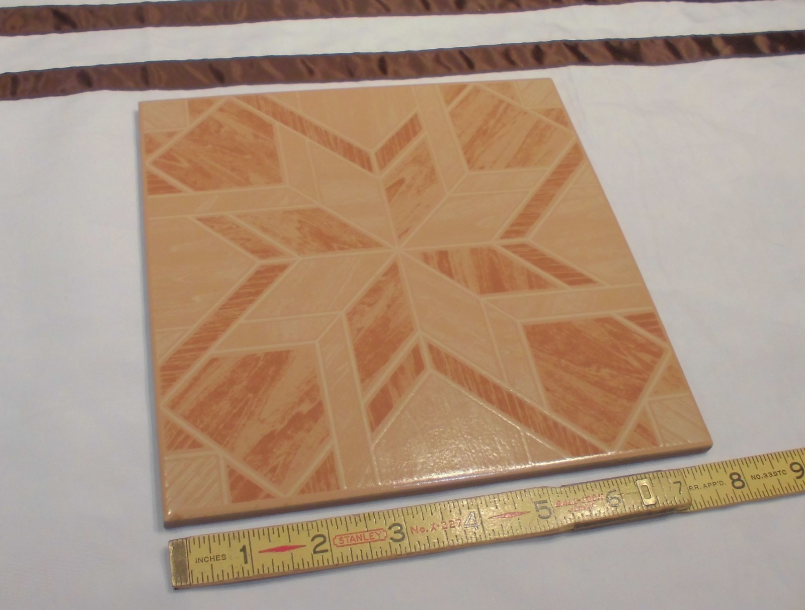 1 pc. *Parquet Wood Look* Ceramic Floor Tile 8″ X 8″ by Interceramic Co. NEW