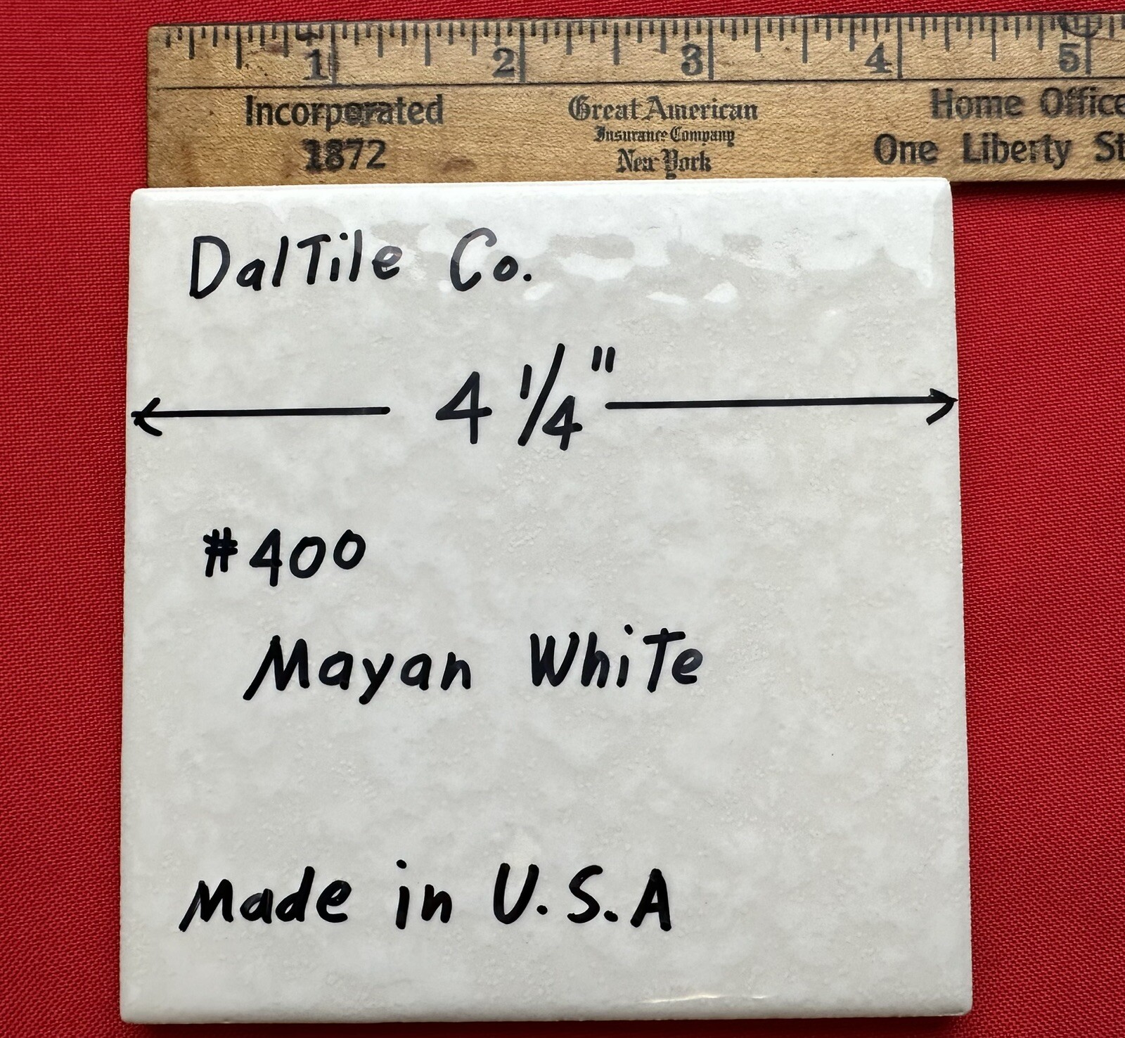 1 pc. Mayan White: Glossy Ceramic Tile by Daltile 4-1/4″ Tiny, Bumpy, Dimple