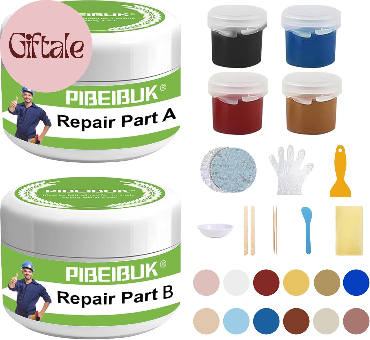 Surface Repair Kit for Tubs, Tiles, Countertops – Fixes Chips, Cracks, Scratches