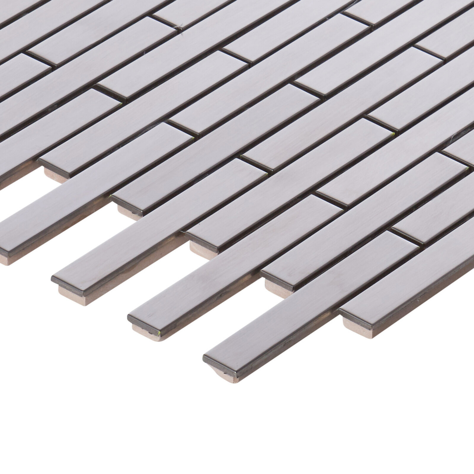Brushed Nickle Stainless Steel Metal Metallic Mosaic Tile Kitchen Backsplash
