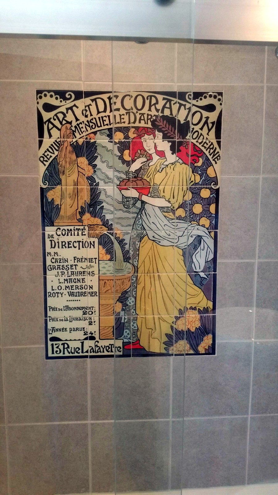 24 x 36 Art Nouveau Ceramic Mural Backsplash Bath Tile #605