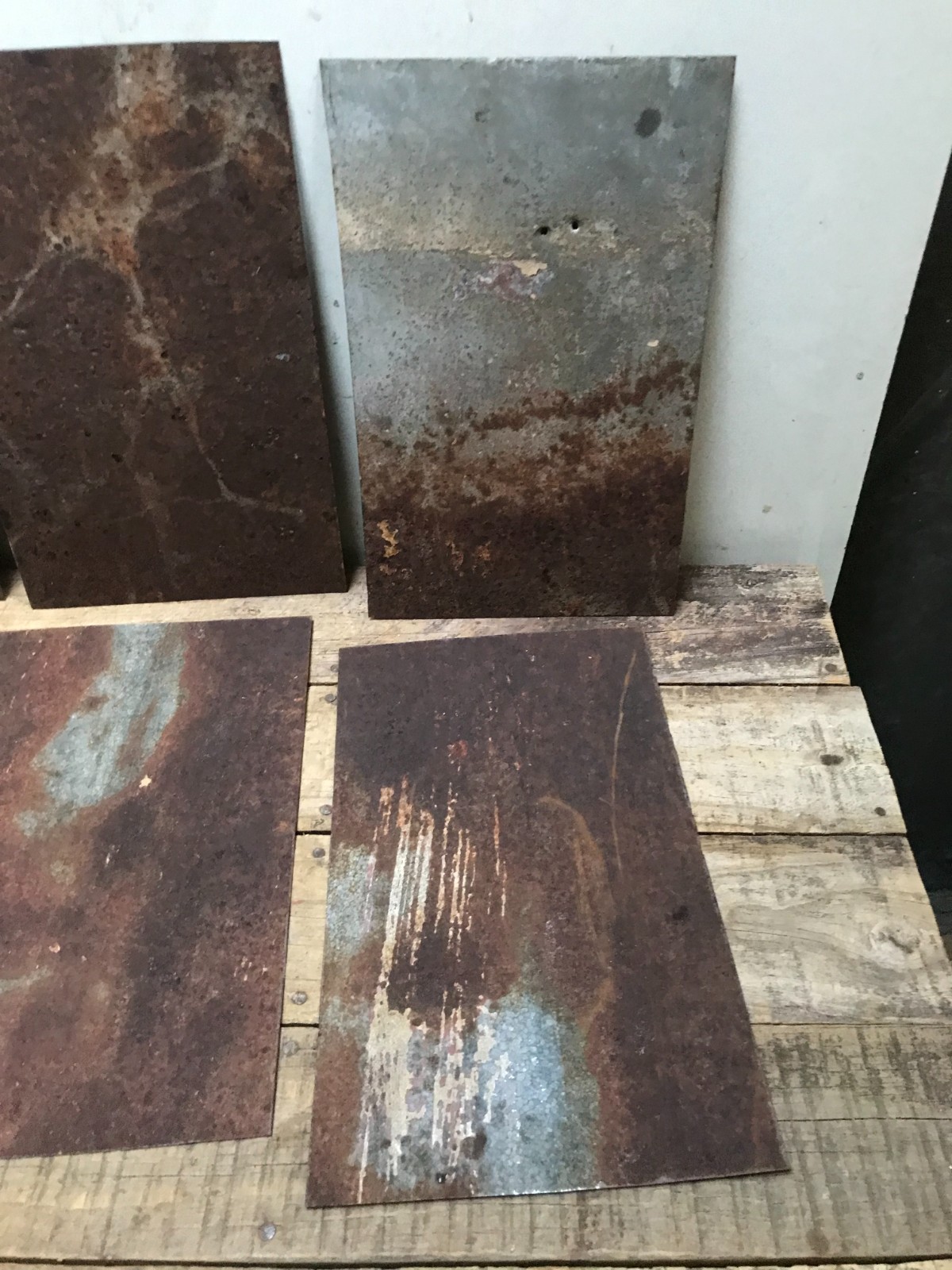 10 Rusty Galvanized Patina Sheet Metal 12″ x 7 1/2 – 8″ Wall Tile Art Garden (B)