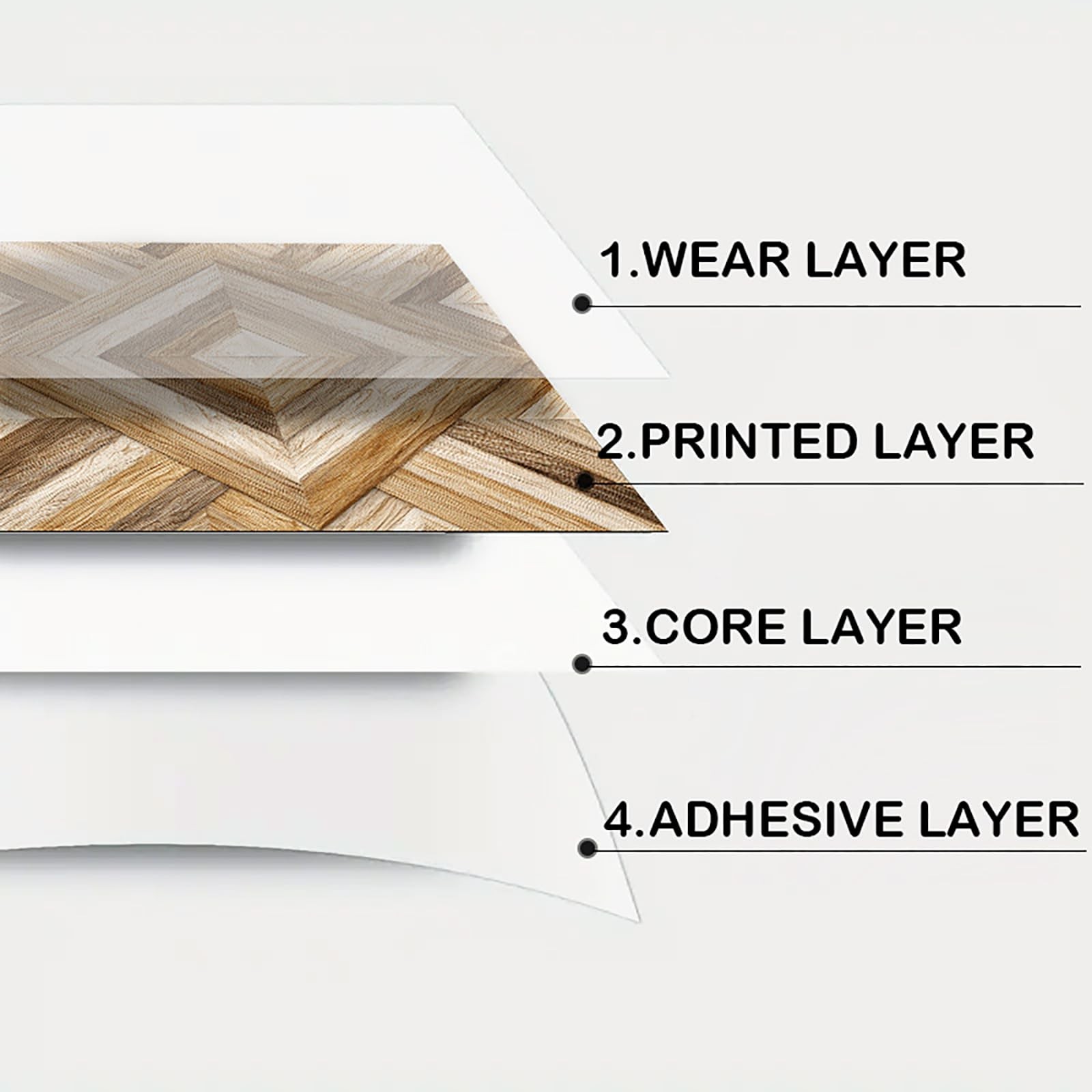 Peel and Stick Vinyl Flooring, 12×12 Inch Geometric Triangle Marble-Look, Sel…