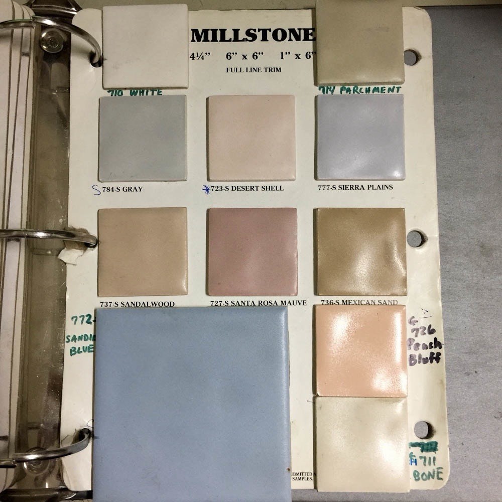 VTG 4 Pieces Peach Bluff: 4-1/4″ Bumpy Matte Ceramic Tile by Monarch Co. READ