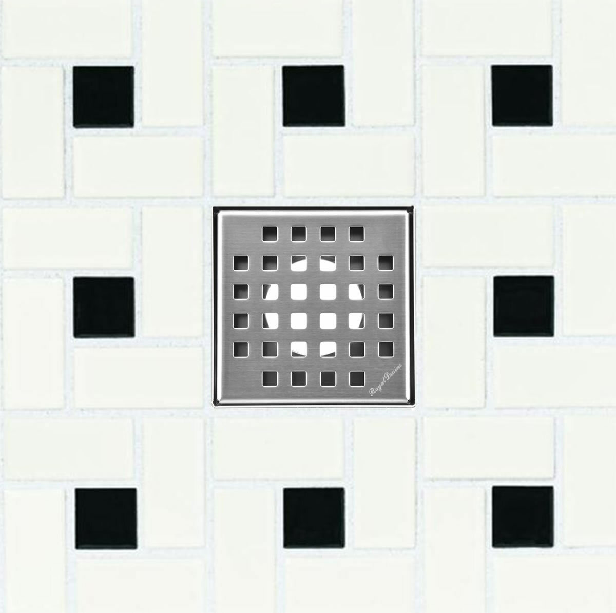 SereneDrains Square Shower Drain complete ABS kit Stainless Steel Square Design