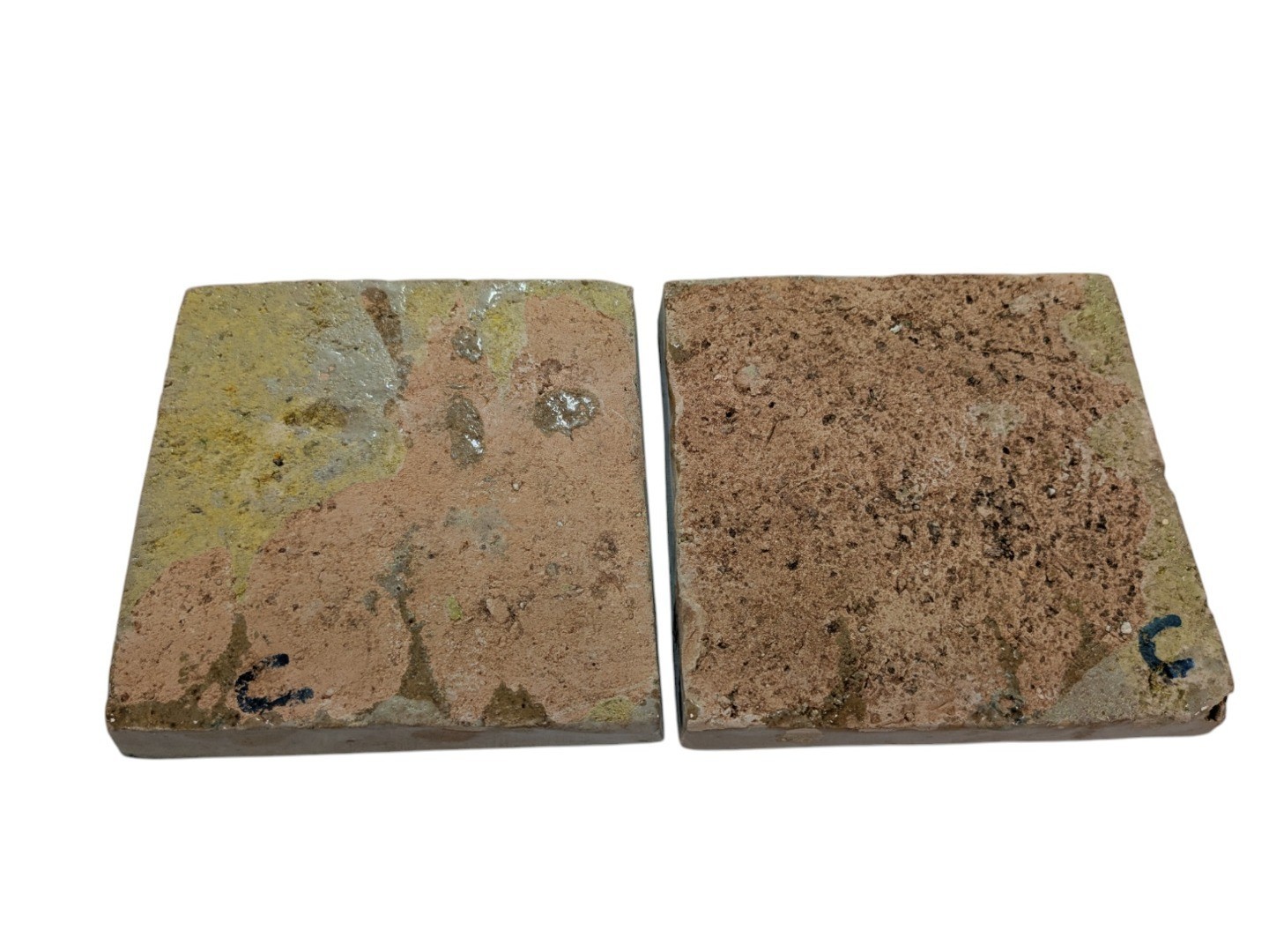 2x Moroccan Zellige Mosaic Tiles Pair Hamsa Design C 10cm/4 Inch