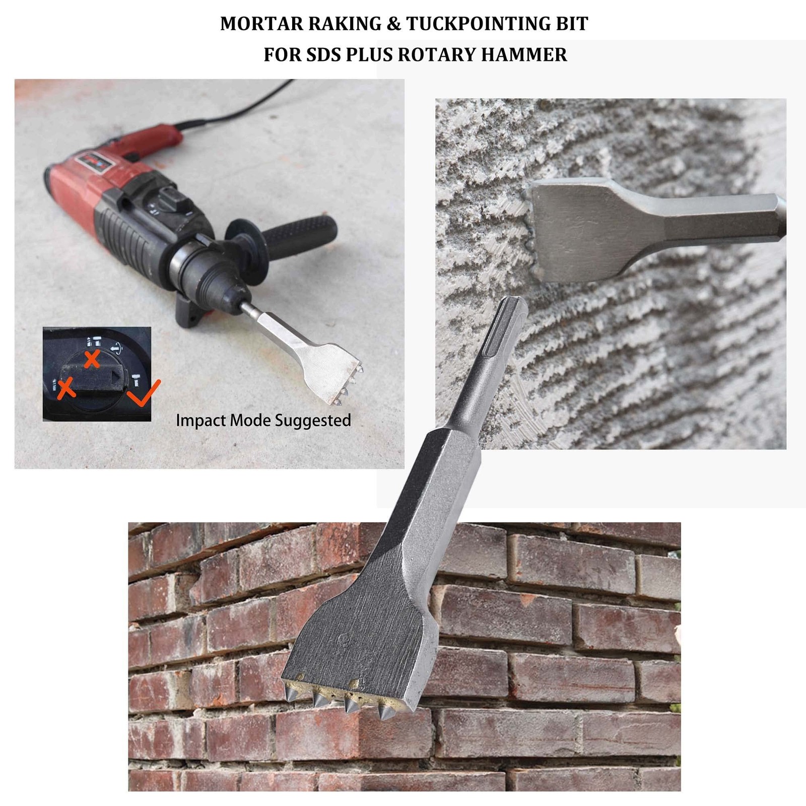 6 1/8 in. x 1 1/2 in. SDS Plus Mortar Raking Chisel, Mortar Joint Removal SDS…