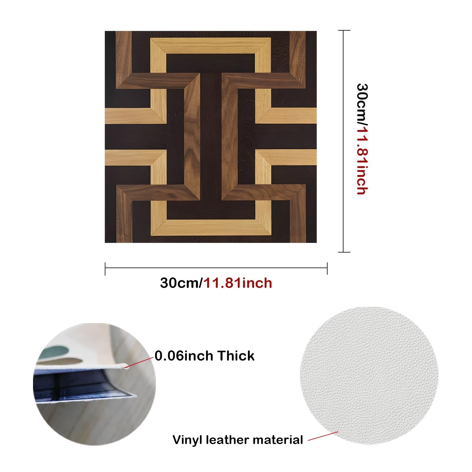 Wood Parquet Pattern Vinyl Floor Coverings 10 Pcs 12×12 Inches – Peel and Sti…