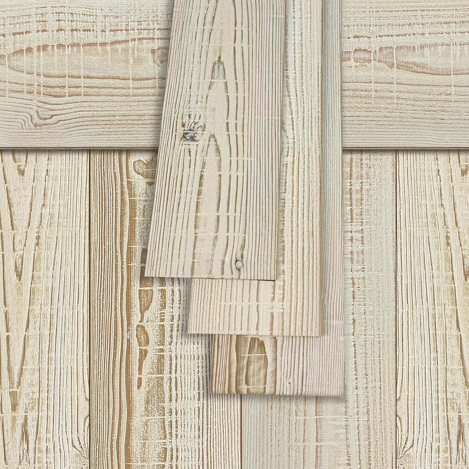 Real Wood Wall Planks – White Shiplap Boards – 5″ Peel and Stick – 10 Pieces – 1