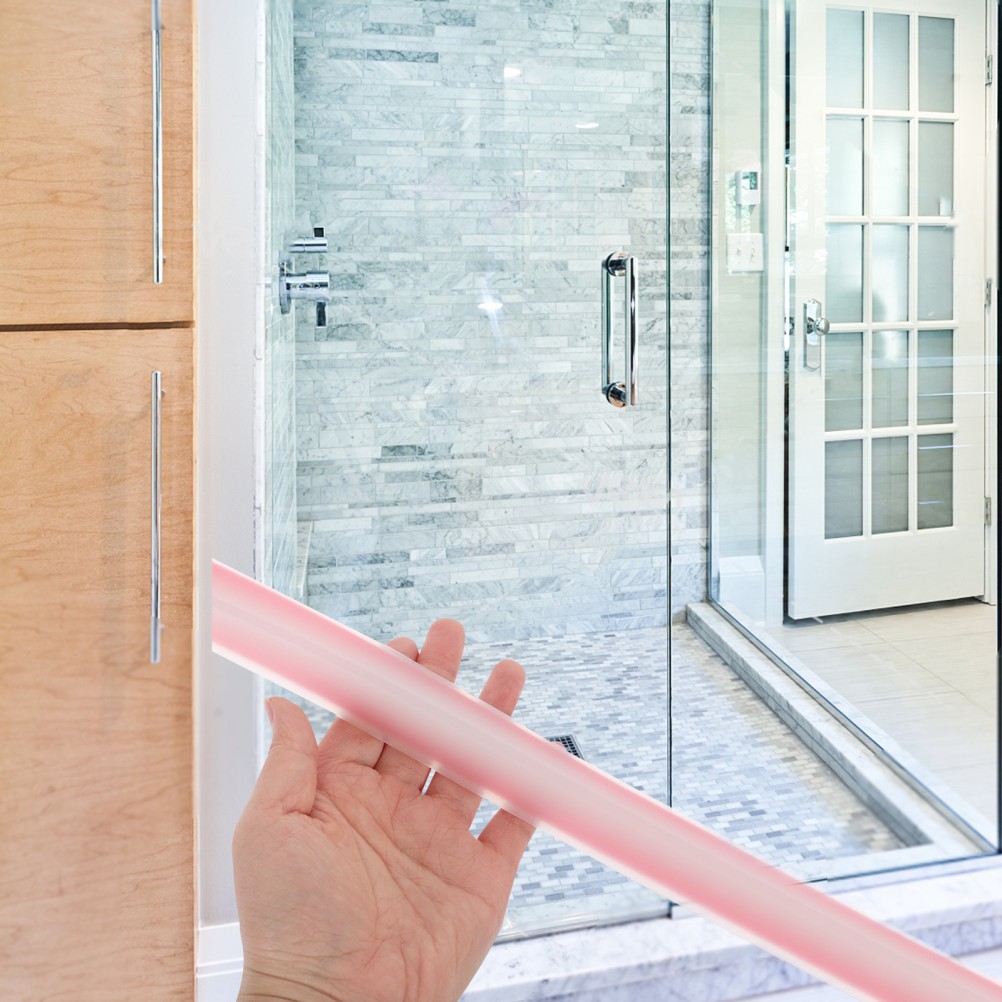Red Shower Threshold Ramp and Water Stopper Strip for Bathroom Floor Seal