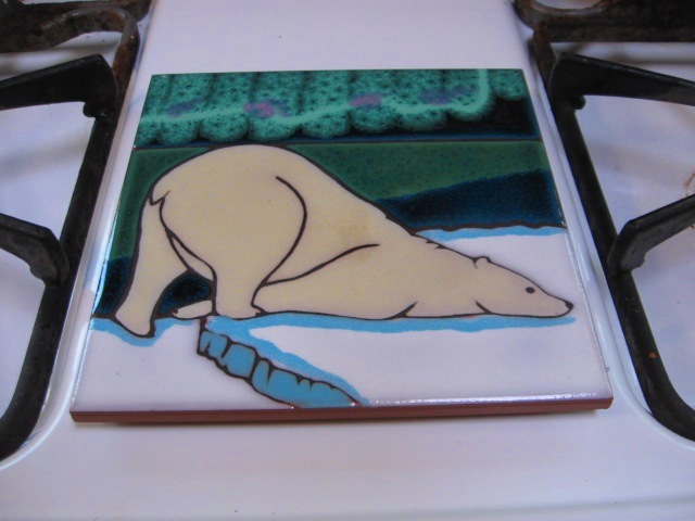 Ceramic tile Aurora Polar Bear wall decor hot plate backsplash installation art