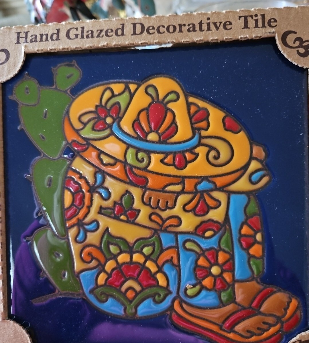 Set Of 3 Hand N Hand Designs USA Hand Glazed Decorative Tiles 6″x6″ NEW