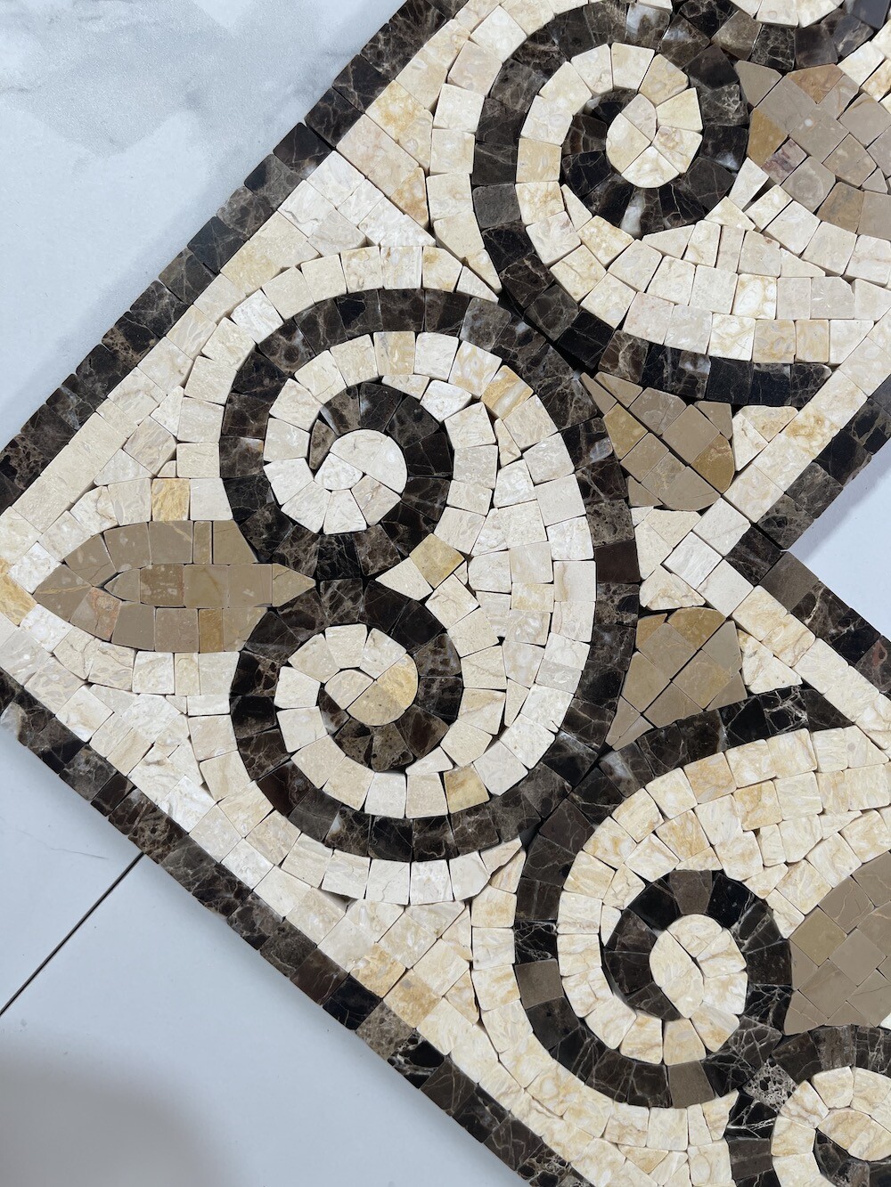 B0077P Marble Mosaic Border Listello Accent Tile Chandelier Emperador 5.9×12