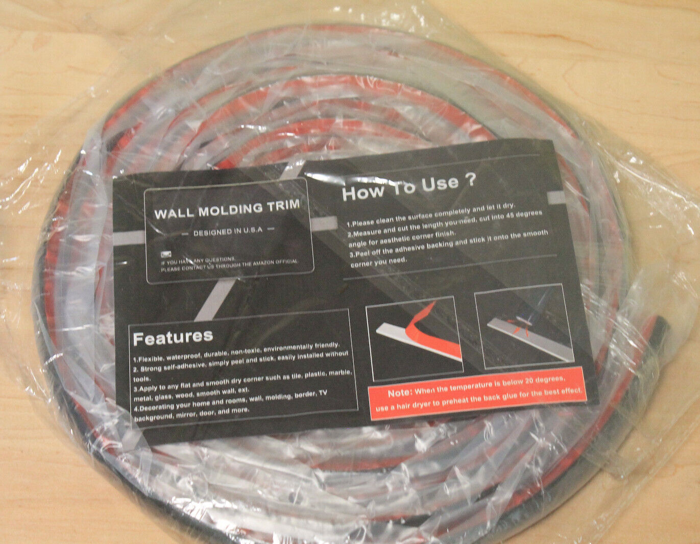 Flexible Peel and Stick 3/4″ Trim Molding 15 FT Self Adhesive Quarter Round Blac
