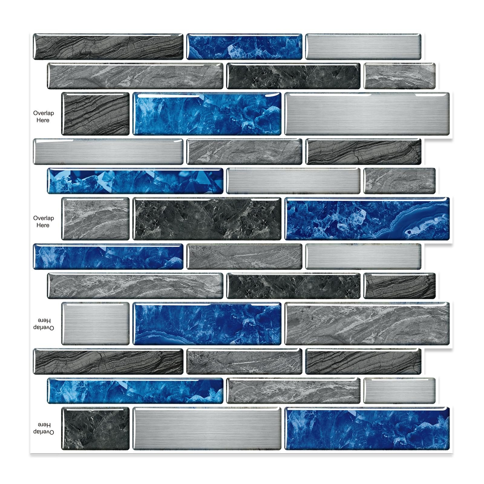 10 Sheets Peel and Stick Backsplash, Peel and Stick Tiles, Marble Look Wall T…