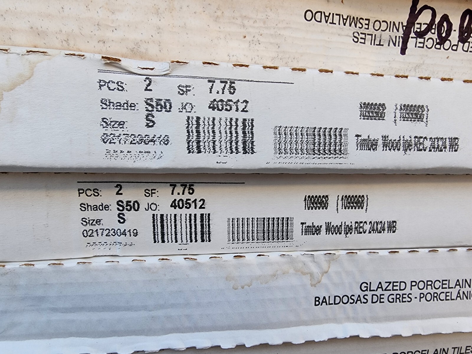 Timber Wood Porcelain Tile Pavers 24″x24″ 62 Boxes 480 SqFt Total. Price Per Box