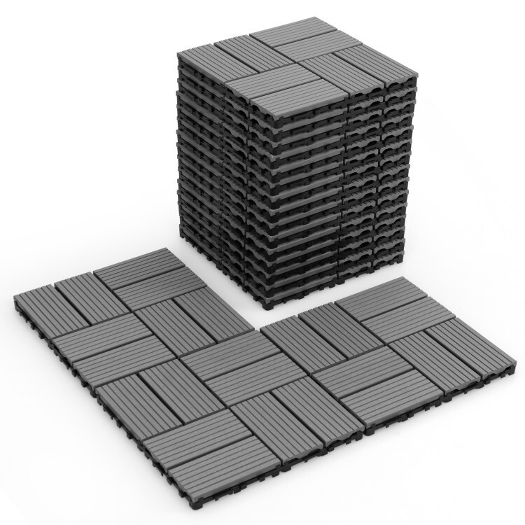 18PCS Interlocking Waterproof Patio Outdoor Garden Flooring Decking Tiles 12×12″
