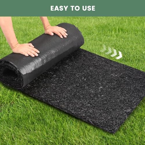 2 Pack Rubber Mulch Roll Mat for Landscaping Recycled Rubber Walkway Black
