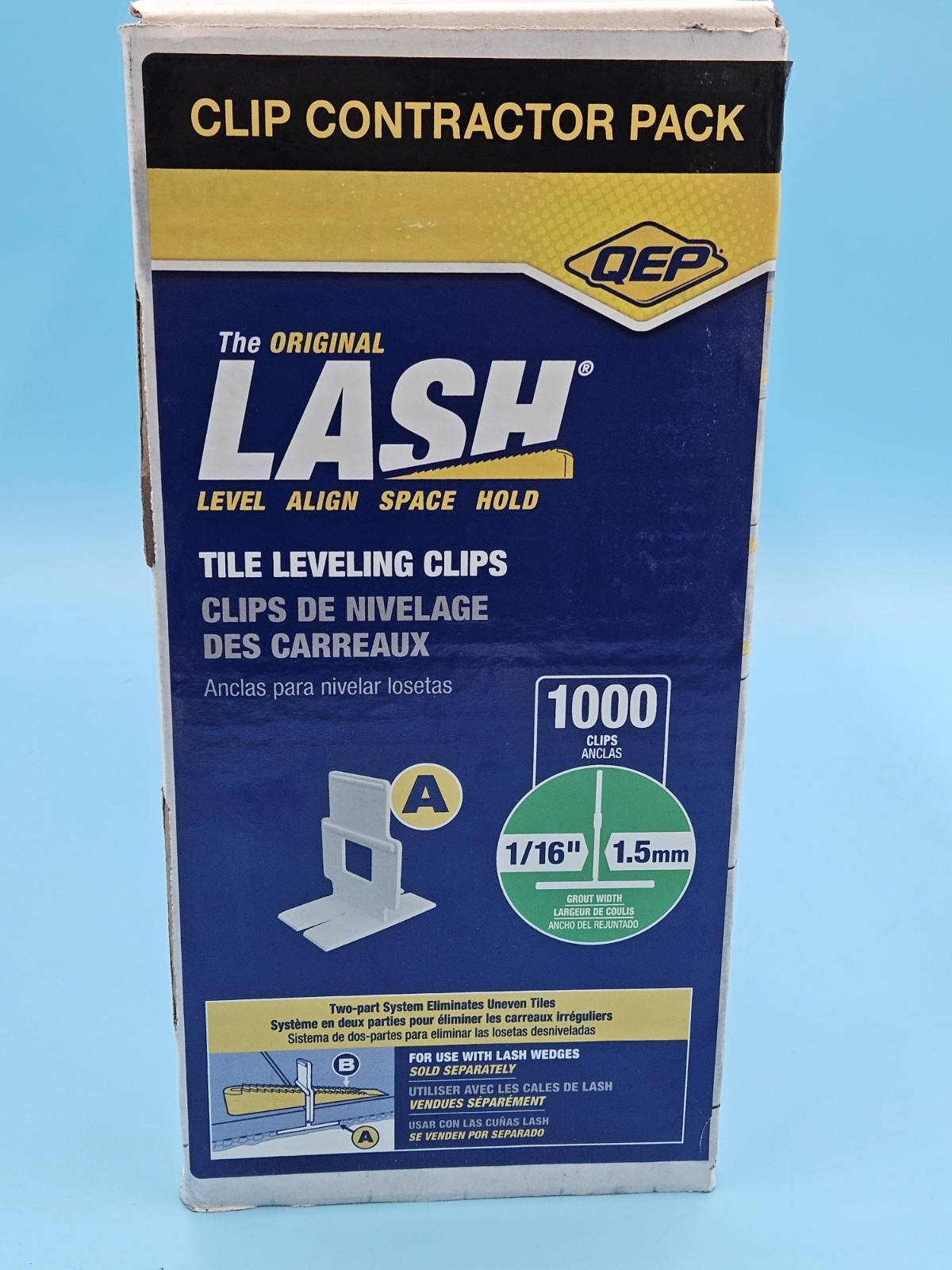 QEP LASH Tile Leveling System, Part A, Clips for 1/16″ Grout (1,000 Pack)