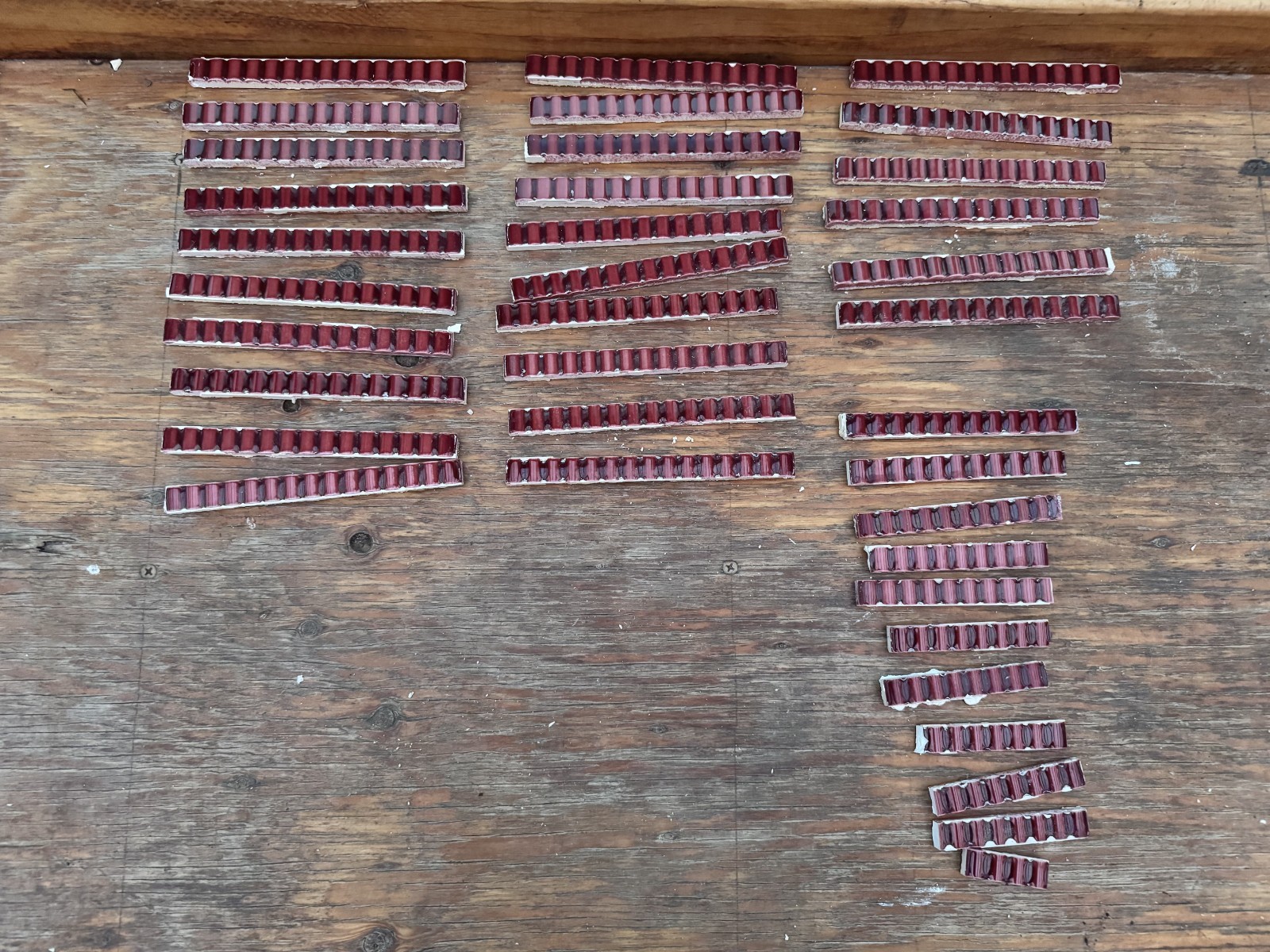 Vintage Mid Century Gladding McBean Pink & Burgundy ceramic tiles various sizes