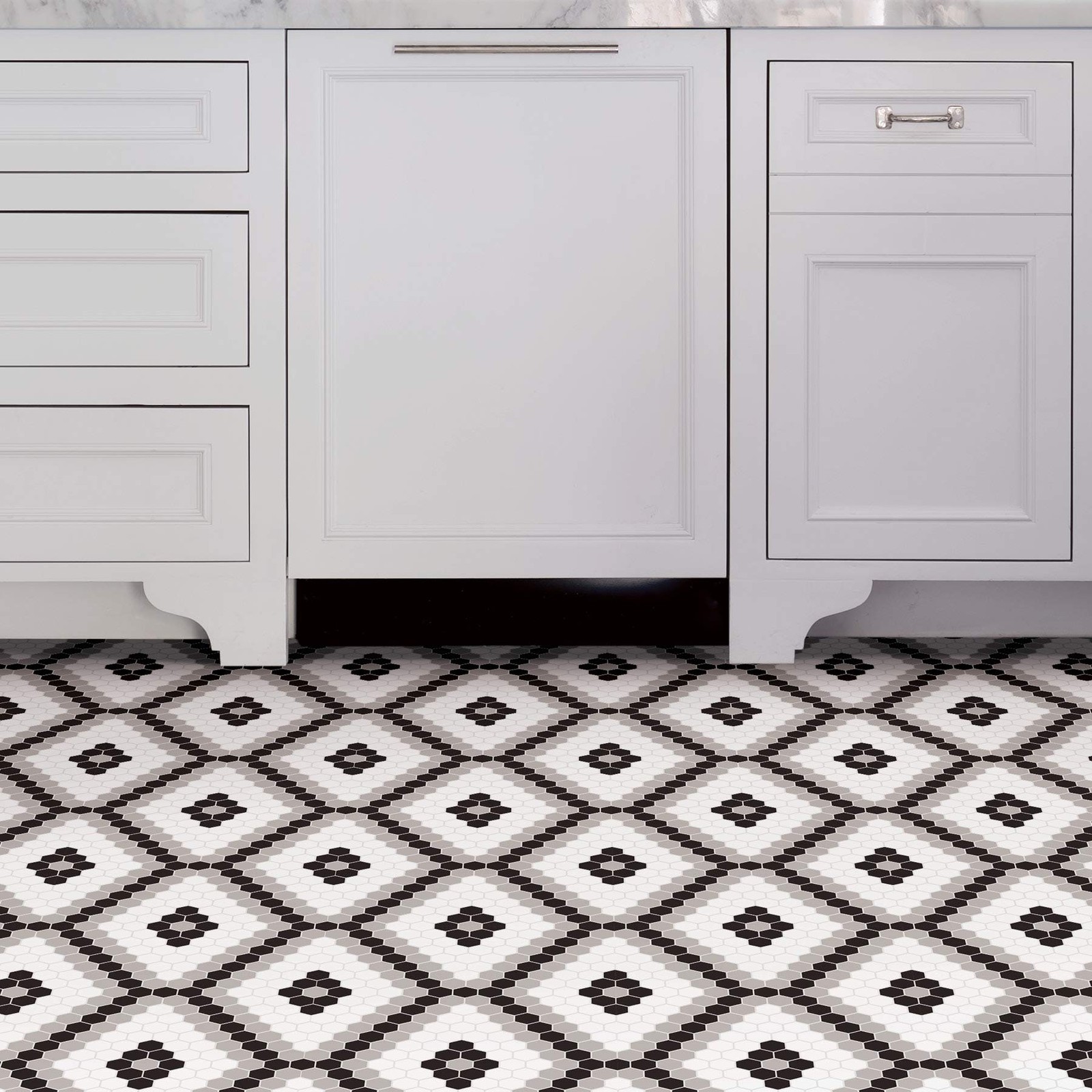 FP2950 Leyton Peel Stick Floor Tiles Black Vinyl Flooring Waterproof Home Decor