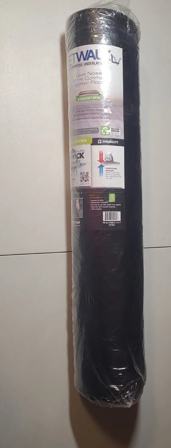 MP Global Quiet Walk 3×33 Ft Acoustical Floating/Laminate Flooring Underlayment