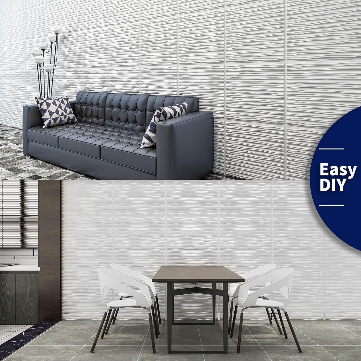 Premium 3D Ceiling Tiles 24×24, 12-Pack Waterproof PVC Wall Panels, Fire Rated