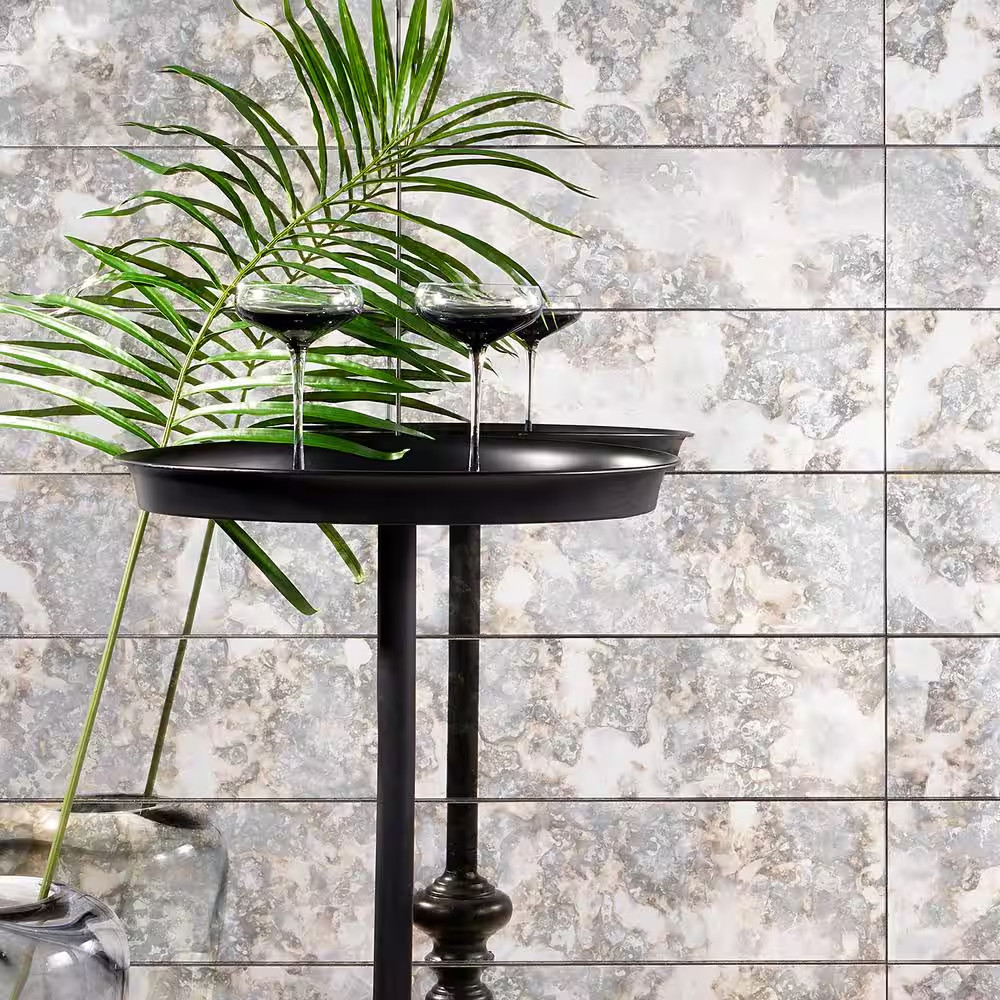 Lana Silver 6 In. X 18 In. Antique Glass Wall Tile (6 Sq. Ft. / Case)