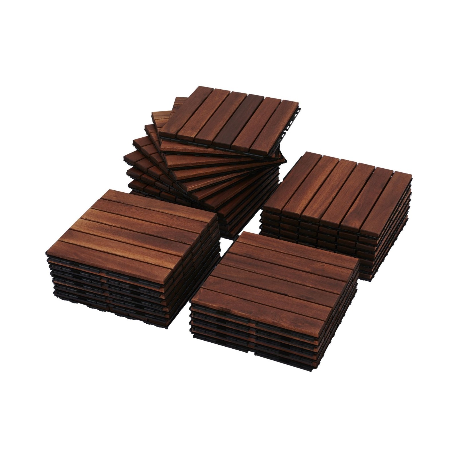 30Pack Interlocking Deck Tiles 12″ x 12″ Square Acacia Hardwood Outdoor Flooring
