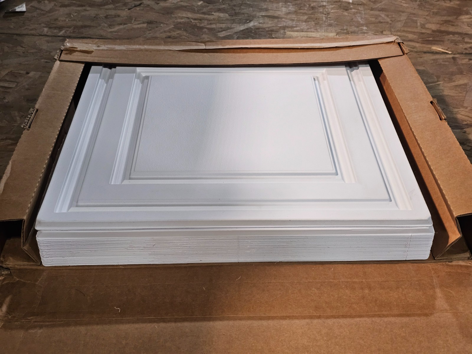 (QTY 40) Ceilume V1-STRATF-22WTO 2-ft x 2-ft Stratford PVC Drop Ceiling Tile