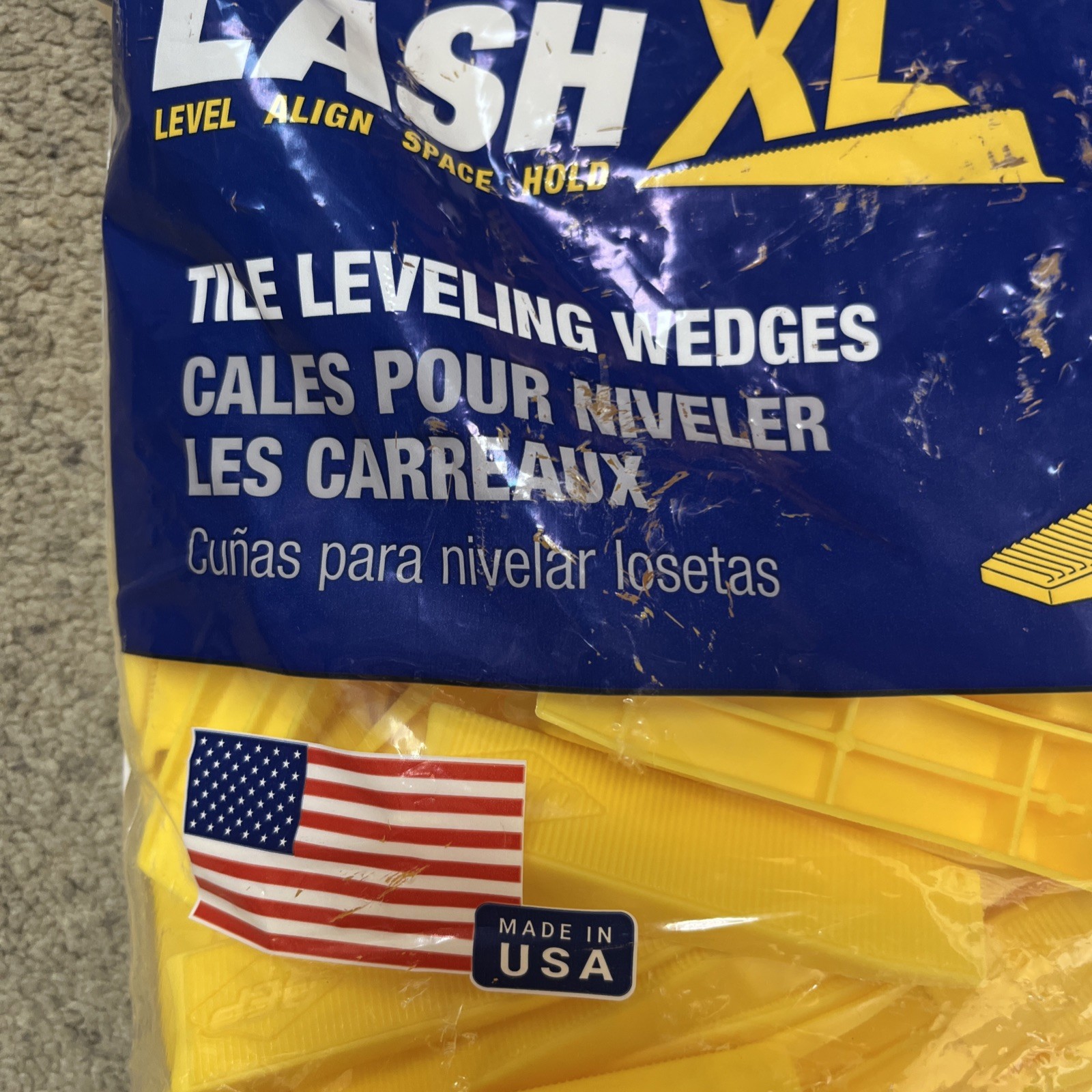 QEP LASH XL Yellow .54 in. W Plastic Wedges Tile Leveling System (8BAG of 100pk)