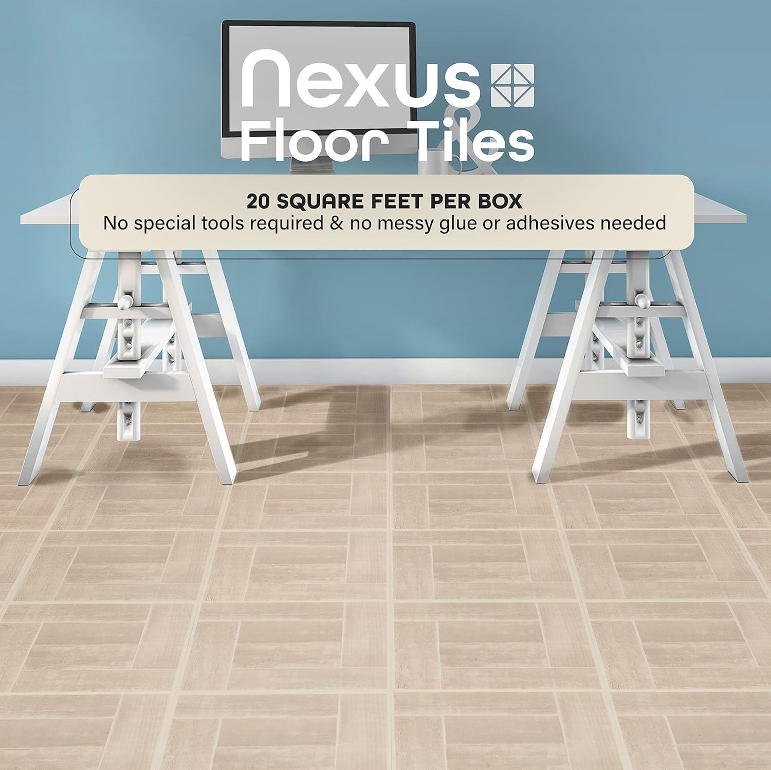 Nexus Self Adhesive 12-Inch Vinyl Floor Tiles, 20 Tiles – 12″ x 12″, Saddlewood