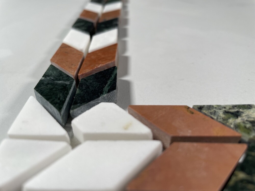 B0003CP Marble Mosaic Border Deco Accent Tile Arrow Rojo 2.1×2.3 Polished