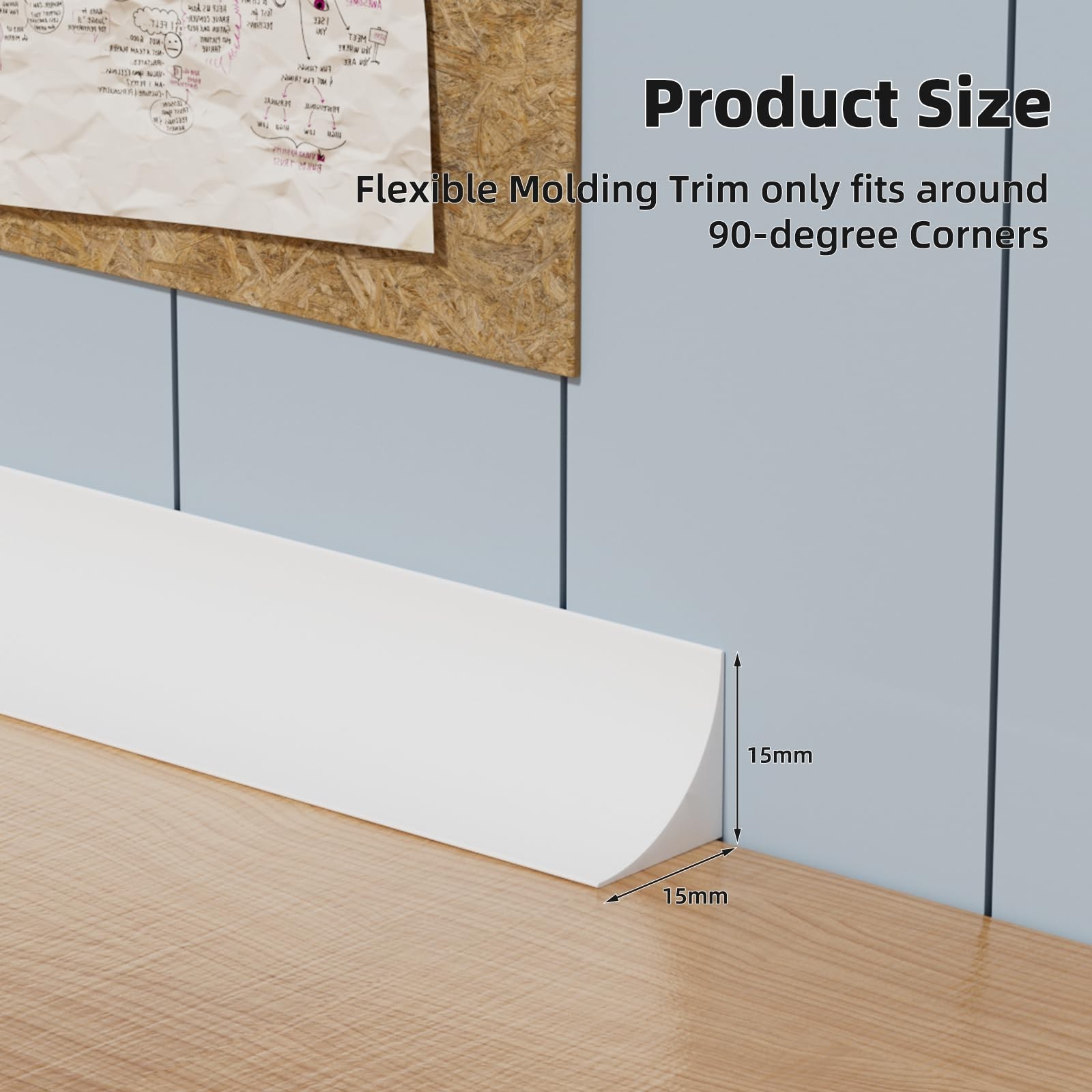 9.8′ Flexible Quarter Round Molding, Peel and Stick Shoe Molding Baseboard,Se…