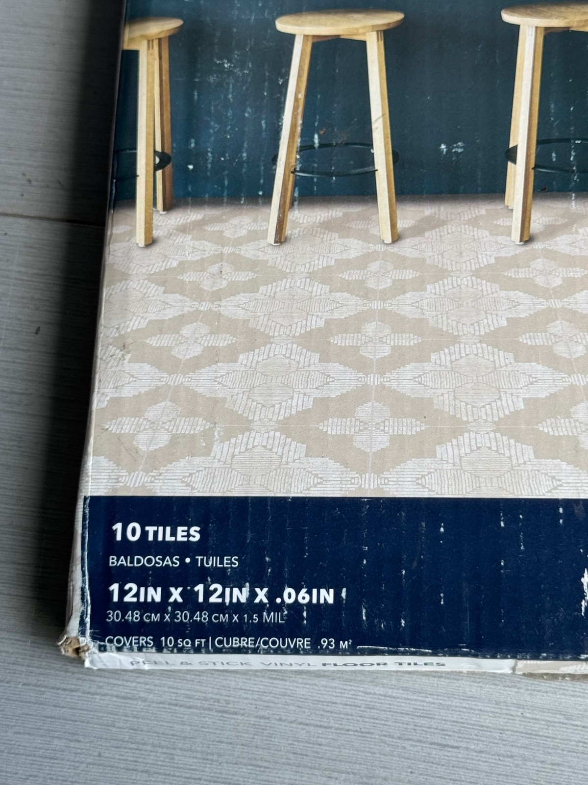 FloorPops Peel Stick Vinyl Floor Tiles Sullivan 10 Tiles 12in x12in Beige Pack