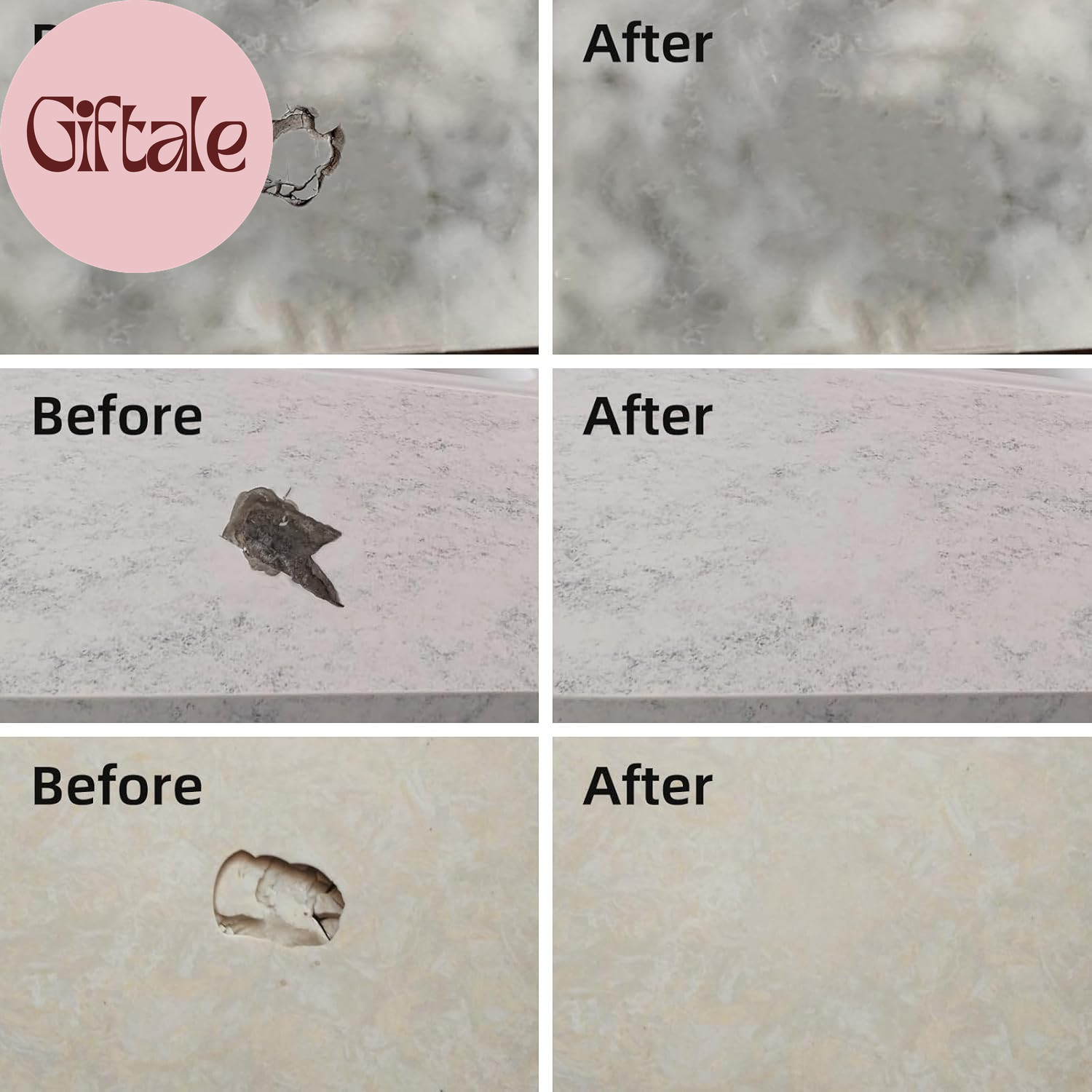 Tile and Granite Repair Kit, Marble Porcelain Stone and Quartz Countertops Repai