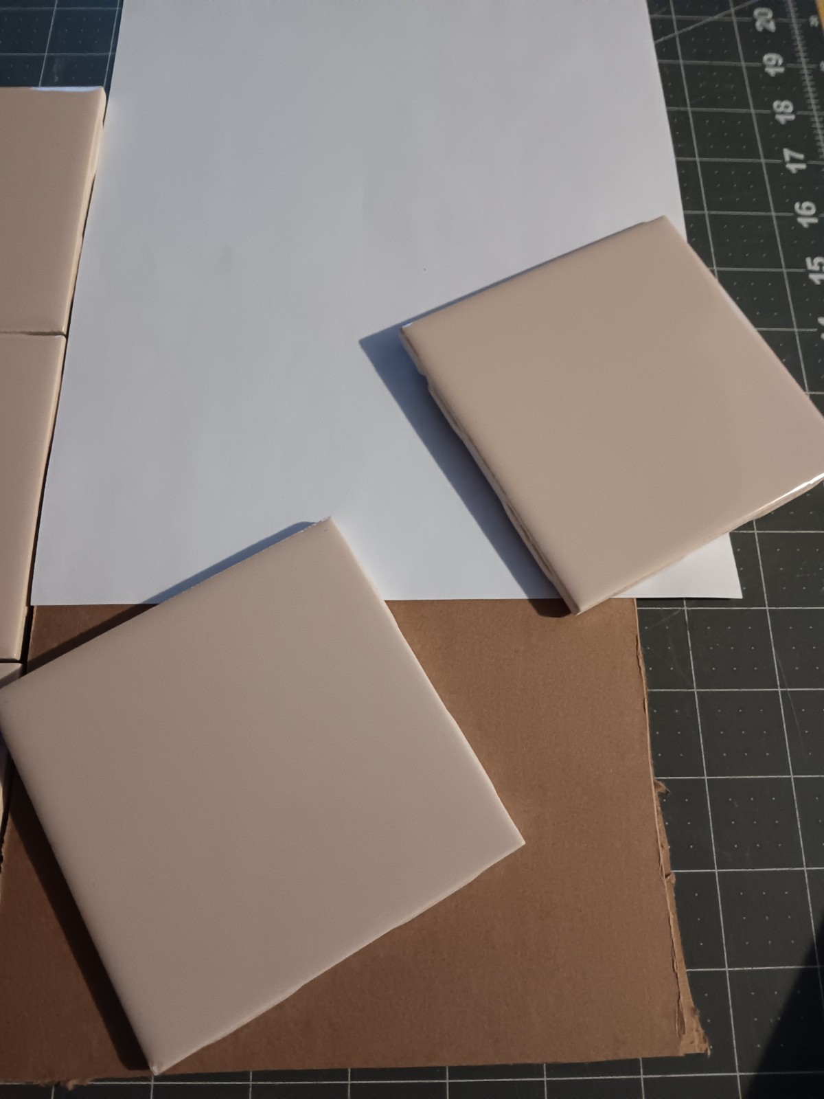 FAWN BEIGE Lot x 12 pcs. ROBERTSON Ceramic Tile Vintage MCM New Old Stock +MORE!