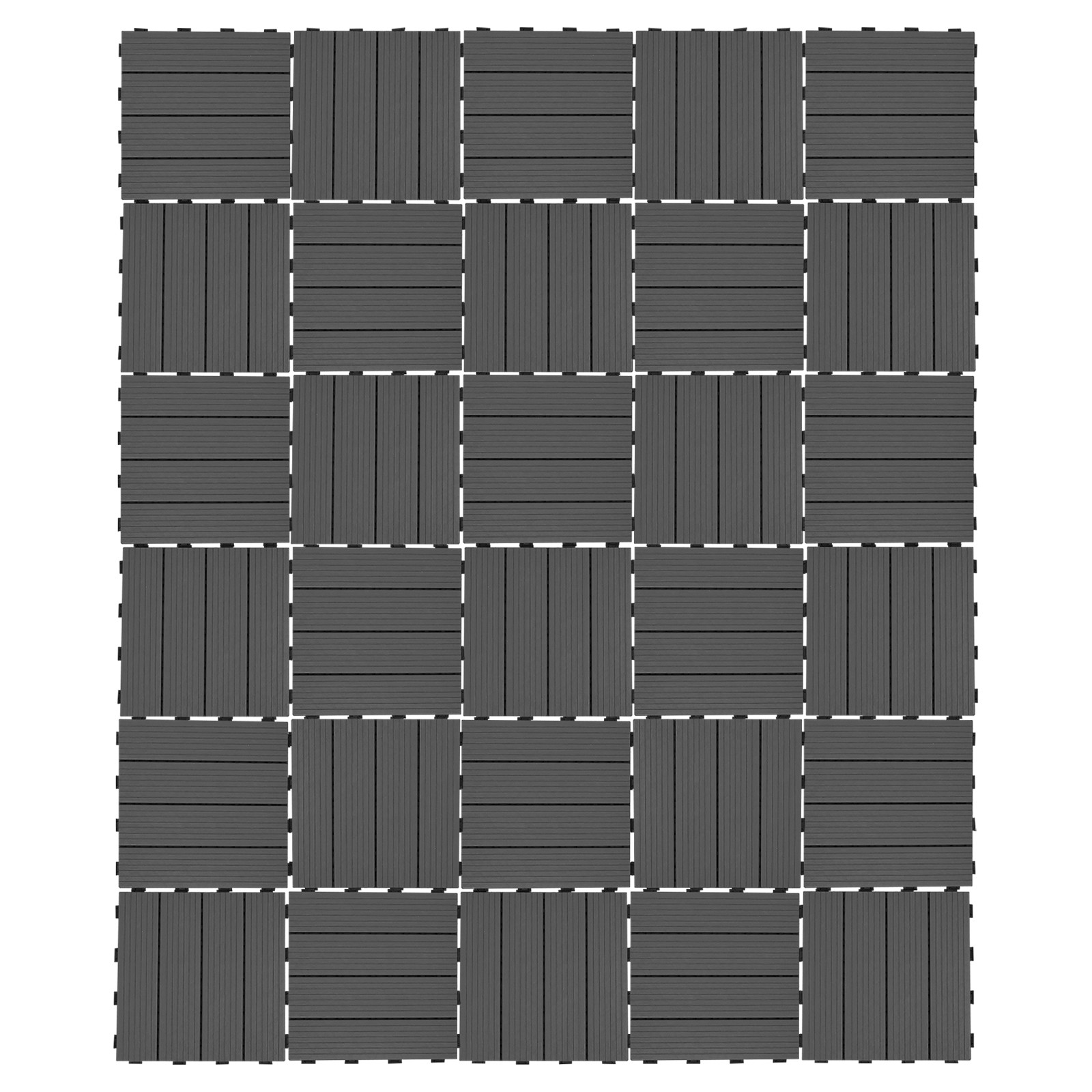 30pcs Deck Patio Tile Interlocking Plastic Flooring Pavers 11.81*11.81*0.79in