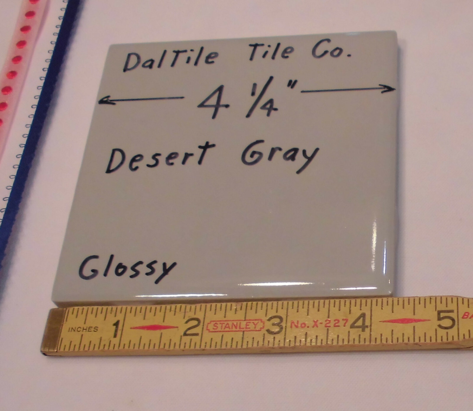 1 pc. Glossy *Desert Gray* Ceramic Tile by Daltile…4-1/4″ NEW STOCK